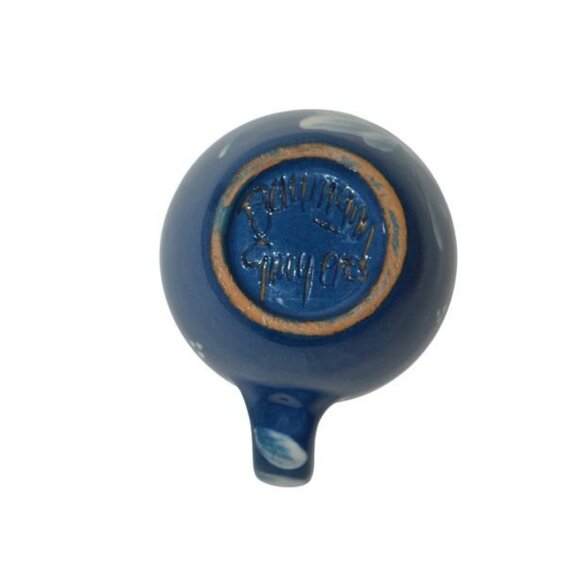 Baumann Gruyeres Cream Pitcher Cobalt Blue with White Flowers Switzerland - Picture 7 of 9